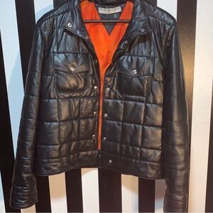 Customized LADIES OF HARLEY Vintage 90s Tommy Hilfiger Quilted Leather Jacket